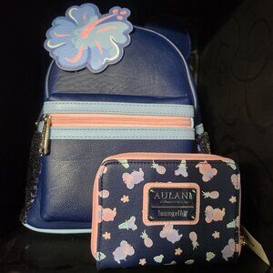 Loungefly RARE Aulani Hibiscus Backpack and Wallet